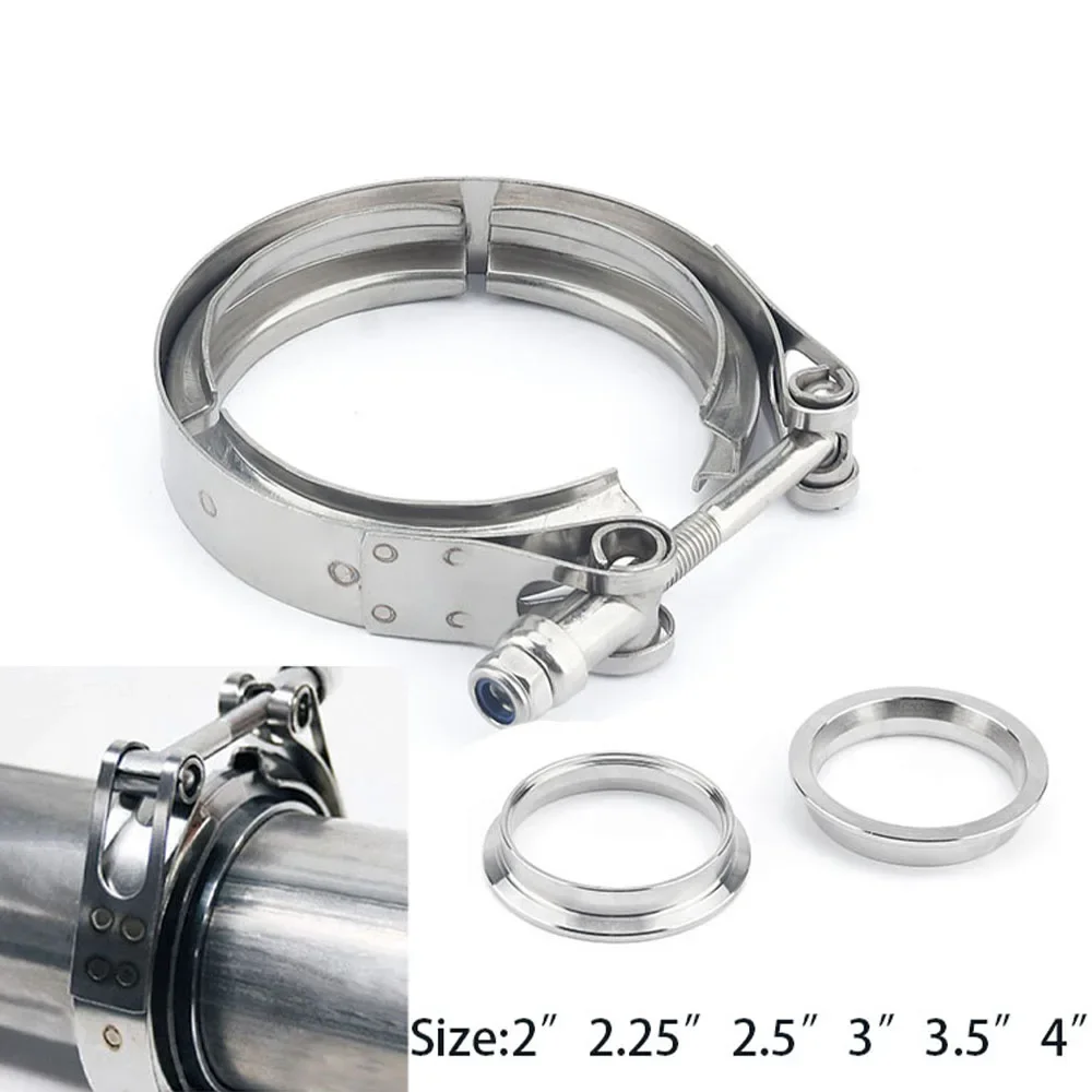 Exhaust V Band Clamp Flange Kit Stainless - Edelstahl V-Band-Klemmensatz für Flansche (männlich/weiblich) 2-3
