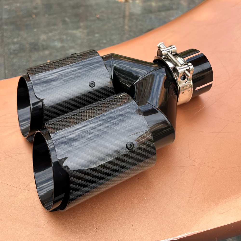 Exhaust Tips Dual Outlet Carbon Fiber 63Mm - 2,5-Zoll-Einlass, doppelter 3,5-Zoll-Auslass, Auspuffendrohr aus Kohlefaser,