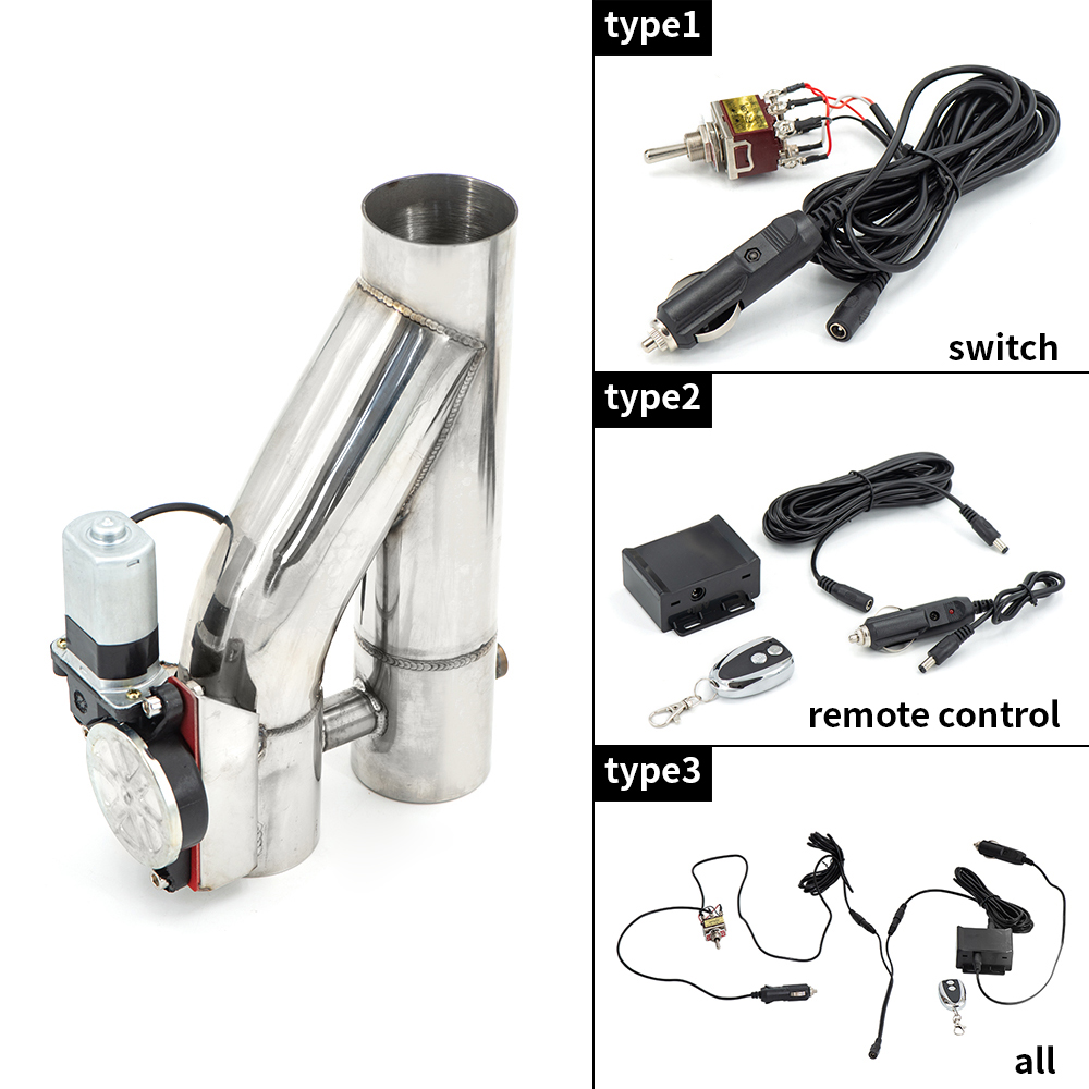 Dual Exhaust Cutout Valve Y Pipe Stainless - Universelles Y-Rohr-Set mit elektrischem Auspuff, EIN/AUS,