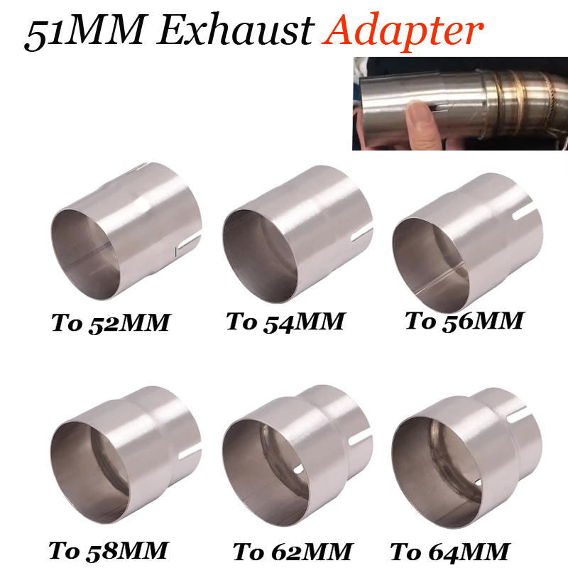 Exhaust Muffler Stainless Steel Universal - Universeller Motorrad-Rennauspuff 51mm Adapter Edelstahl Verbindungsrohr