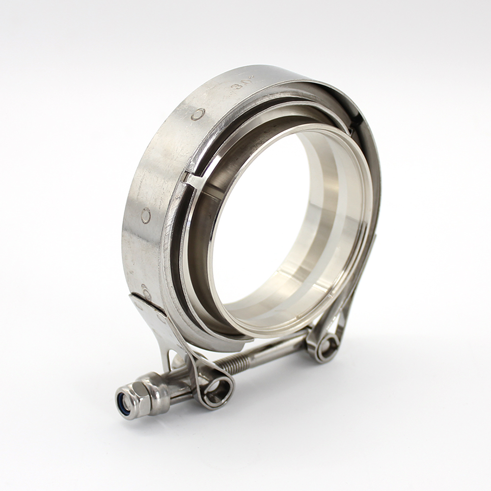 Exhaust V Band Clamp Flange Kit Stainless - Auspuff V-Band Edelstahlklemme 2,0/2,25/2,5/3,0/3,5/4,0'' mit Eisen-Flanschen