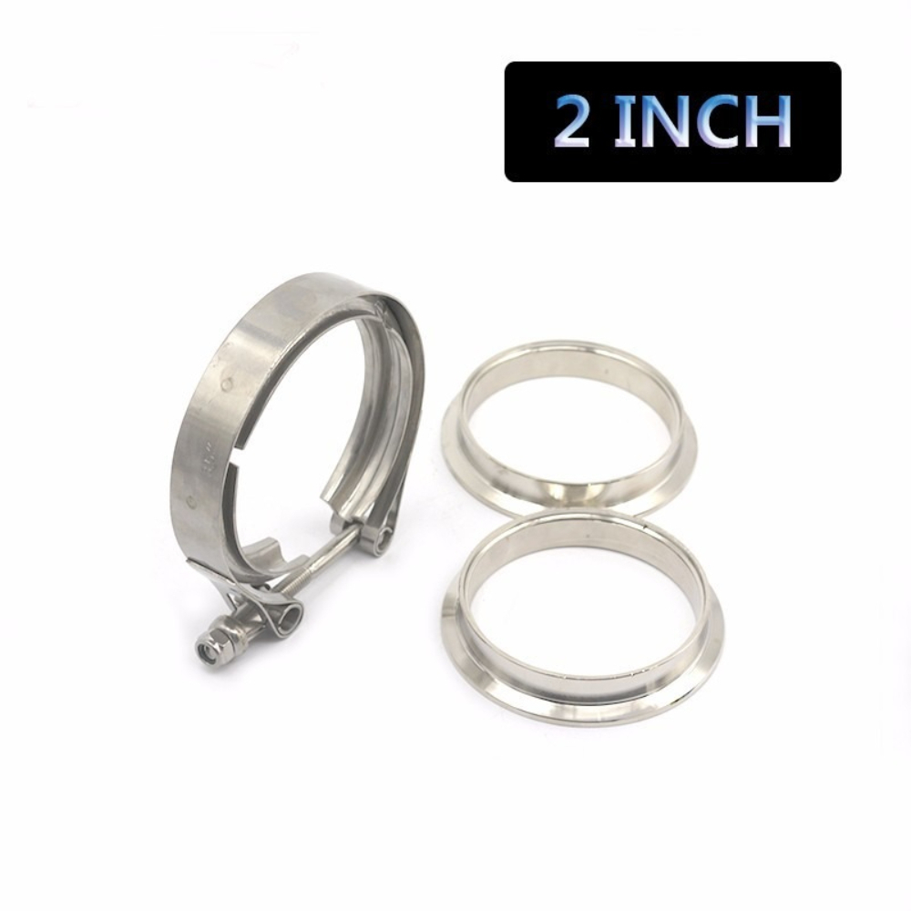 Exhaust V Band Clamp Flange Kit Stainless - 76mm Turbo-Auspuff-V-Band-Klemmen-Sets aus 304 Edelstahl, 2“,