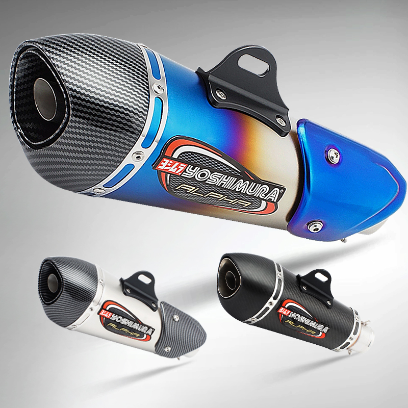 Exhaust Muffler Stainless Steel Universal - 51MM Universal Motorrad-Auspuffrohr Moto Carbonfaser Yoshimura