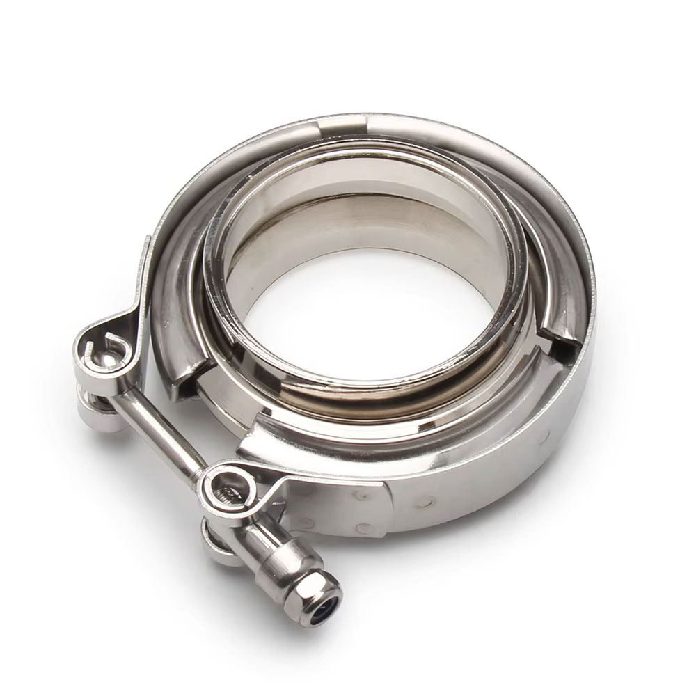 Exhaust V Band Clamp Flange Kit Stainless - Universelles V-Band-Klemmen-Set mit männlichem und weiblichem