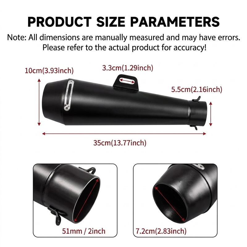 51mm Motorrad-Auspuff-Schalldä – Exhaust Muffler Stainless Steel Universal Bewertung und Preis