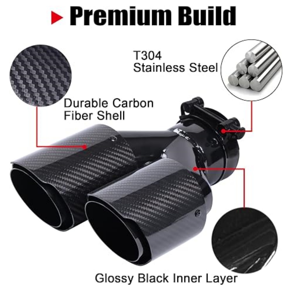 Kohlefaser-Auspuffendrohr mit  – Exhaust Tips Dual Outlet Carbon Fiber 63Mm Bewertung und Preis