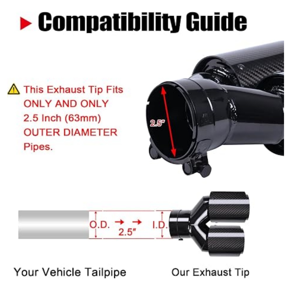 Kohlefaser-Auspuffendrohr mit  – Exhaust Tips Dual Outlet Carbon Fiber 63Mm Bewertung und Preis