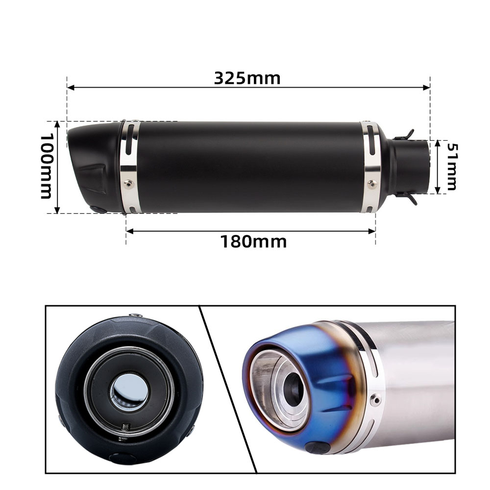 51mm Universal Motorrad Auspuf – Exhaust Muffler Stainless Steel Universal Bewertung und Preis