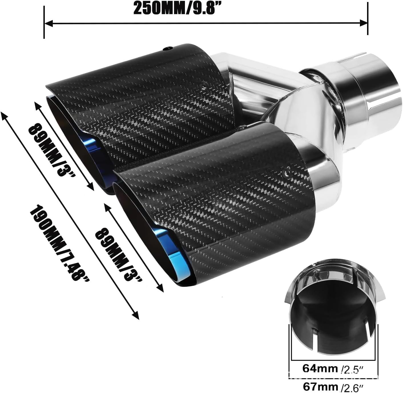 Auto-Auspuffanlage Y-Typ Endro – Exhaust Tips Dual Outlet Carbon Fiber 63Mm Bewertung und Preis