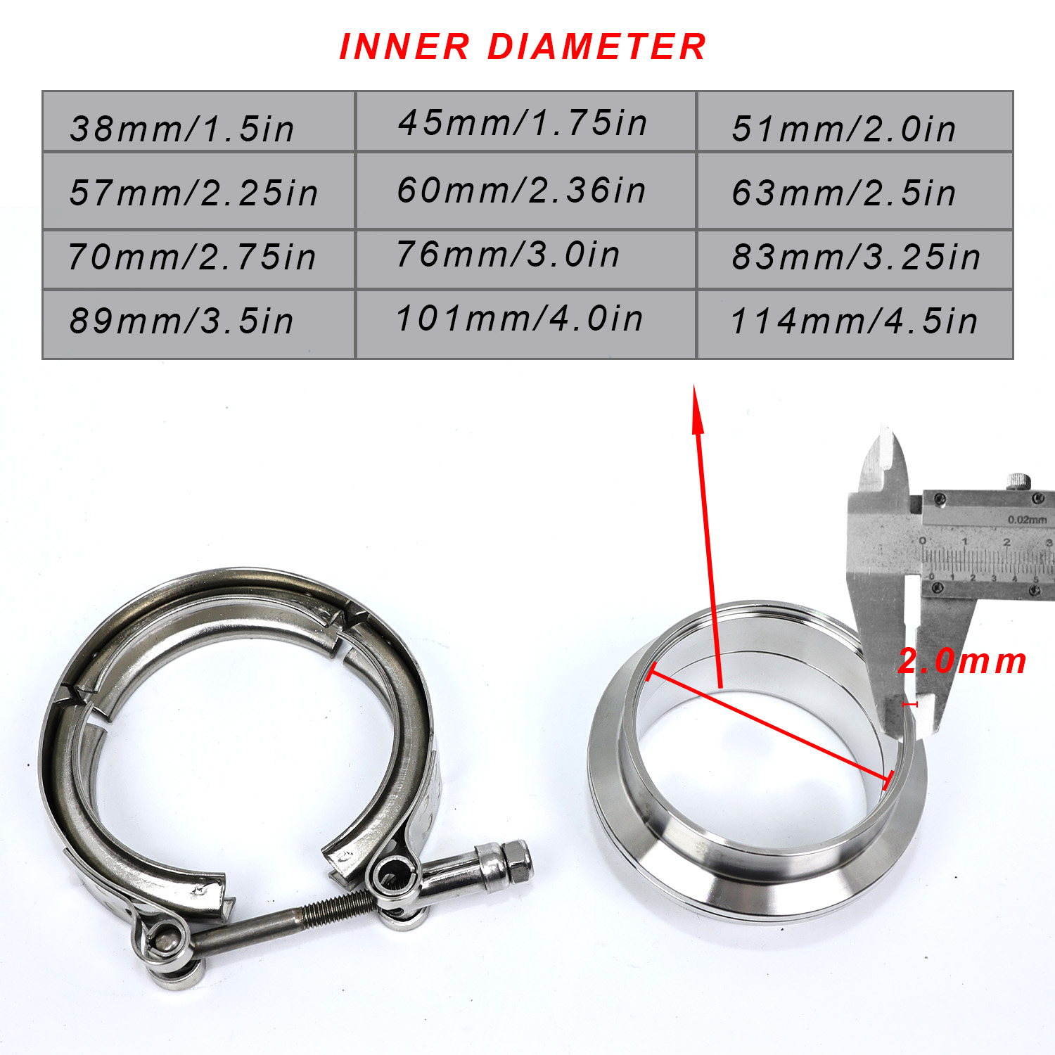 Universelles 304-Edelstahl-Sch – Exhaust V Band Clamp Flange Kit Stainless Bewertung und Preis